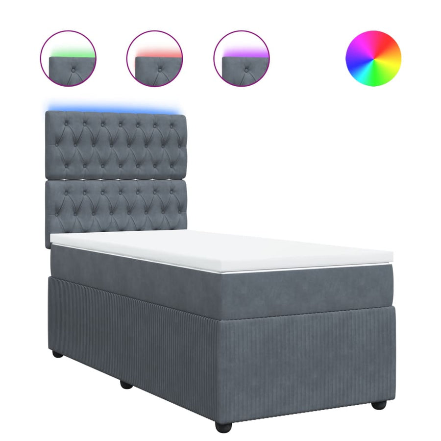Boxspring met matras fluweel donkergrijs 90x190 cm