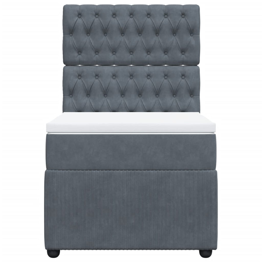 Boxspring met matras fluweel donkergrijs 90x190 cm