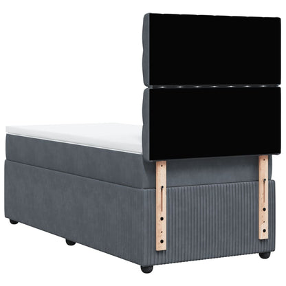 Boxspring met matras fluweel donkergrijs 90x190 cm