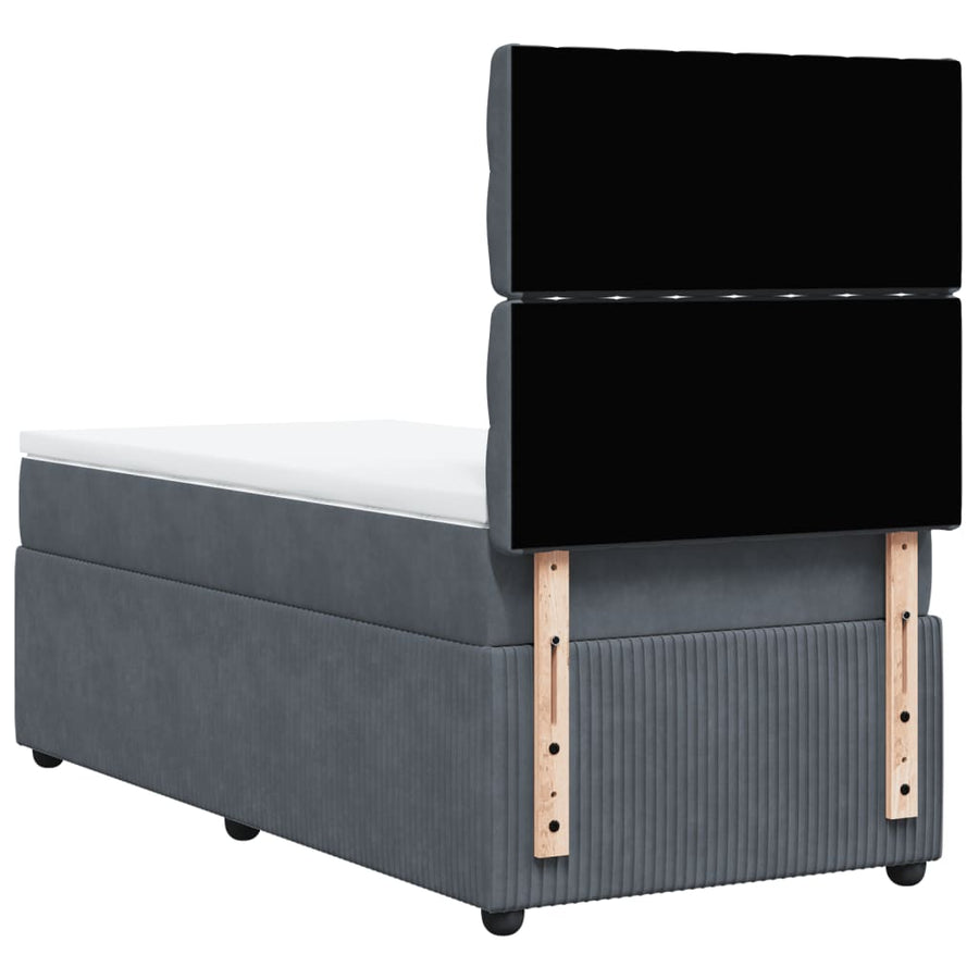 Boxspring met matras fluweel donkergrijs 90x190 cm