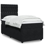Box spring with velvet black mattress 90x190 cm
