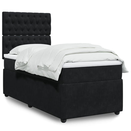 Boxspring met matras fluweel zwart 90x190 cm