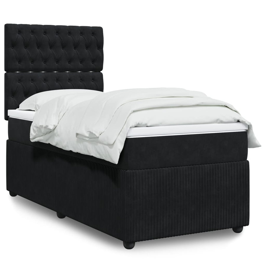 Boxspring met matras fluweel zwart 90x190 cm