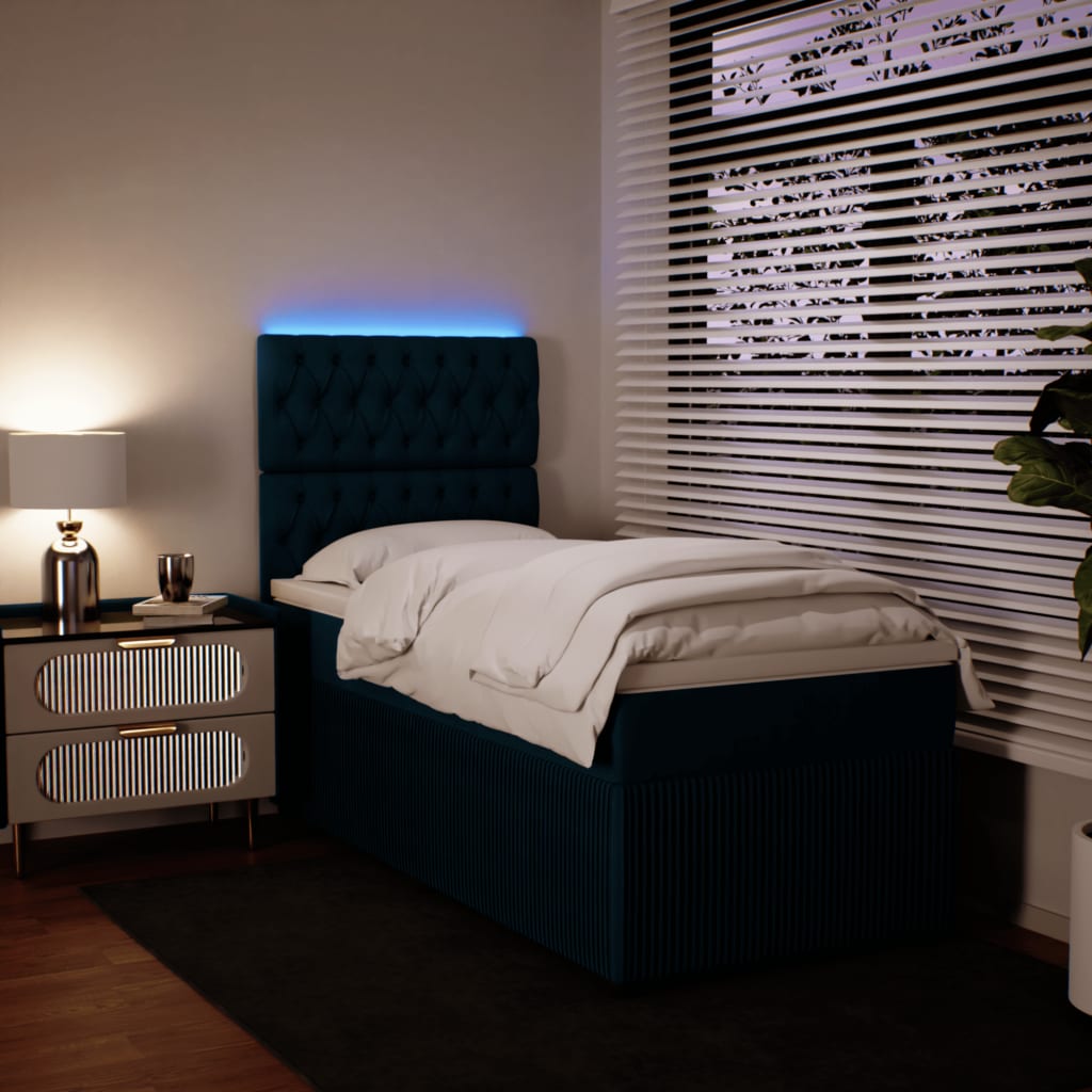 Boxspring met matras fluweel blauw 90x190 cm