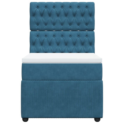 Boxspring met matras fluweel blauw 90x190 cm