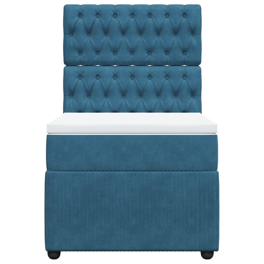 Boxspring met matras fluweel blauw 90x190 cm