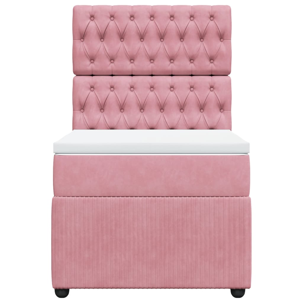 Boxspring met matras fluweel roze 90x190 cm