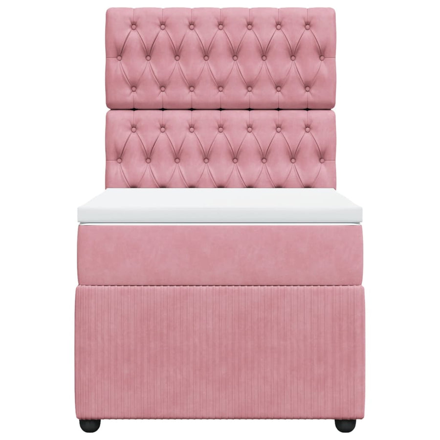 Boxspring met matras fluweel roze 90x190 cm