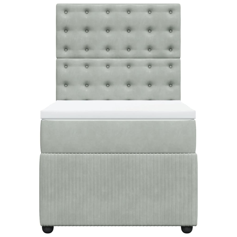 Boxspring met matras fluweel lichtgrijs 90x190 cm