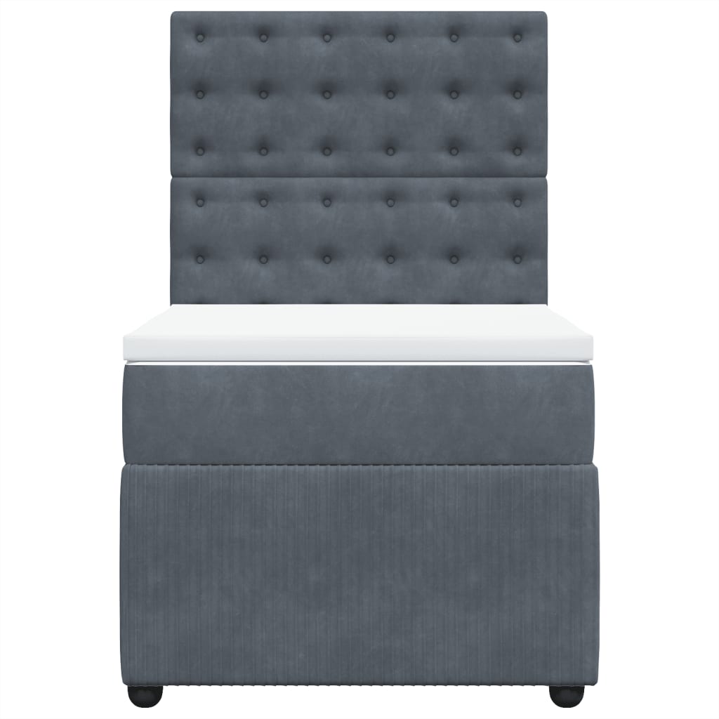 Boxspring met matras fluweel donkergrijs 90x190 cm
