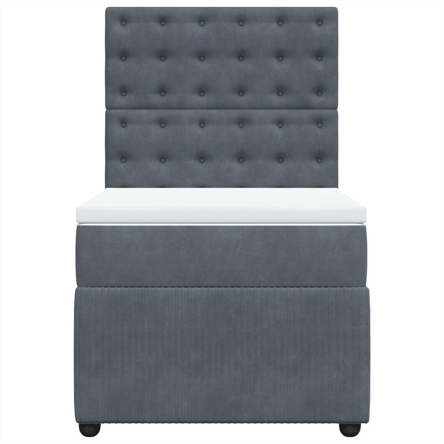 Boxspring met matras fluweel donkergrijs 90x190 cm