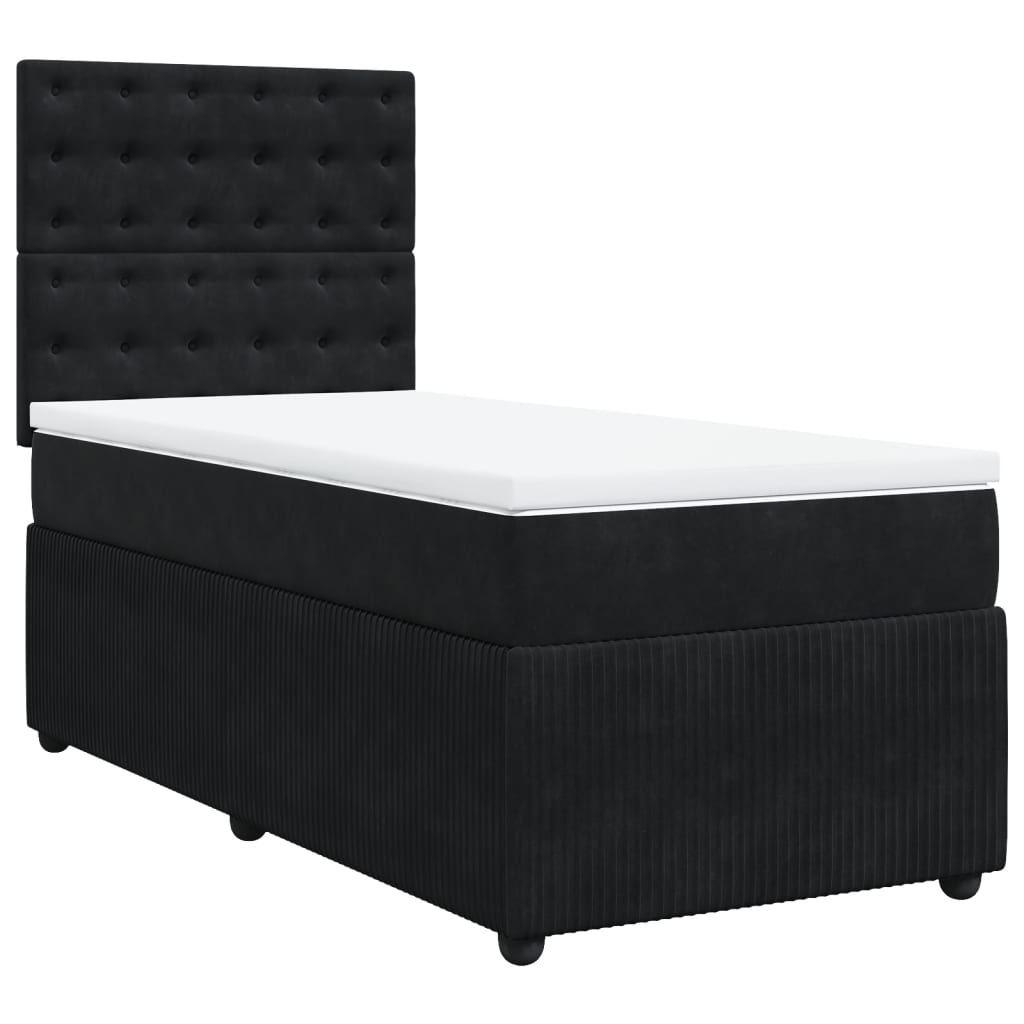Boxspring met matras fluweel zwart 90x190 cm