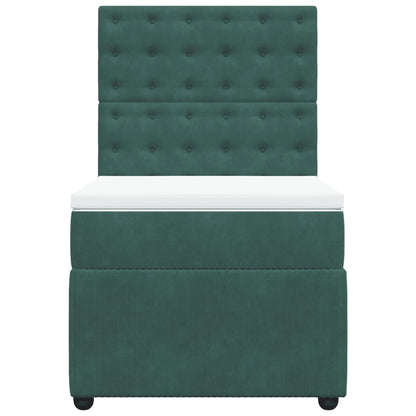 Boxspring met matras fluweel donkergroen 90x190 cm