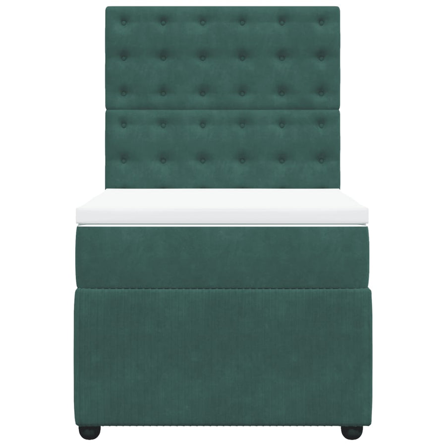 Boxspring met matras fluweel donkergroen 90x190 cm