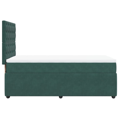Boxspring met matras fluweel donkergroen 90x190 cm