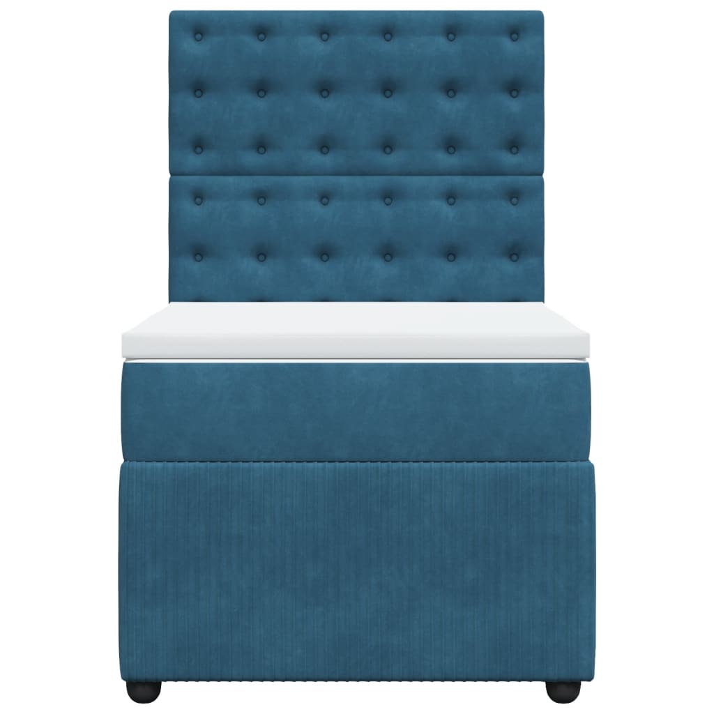 Boxspring met matras fluweel blauw 90x190 cm
