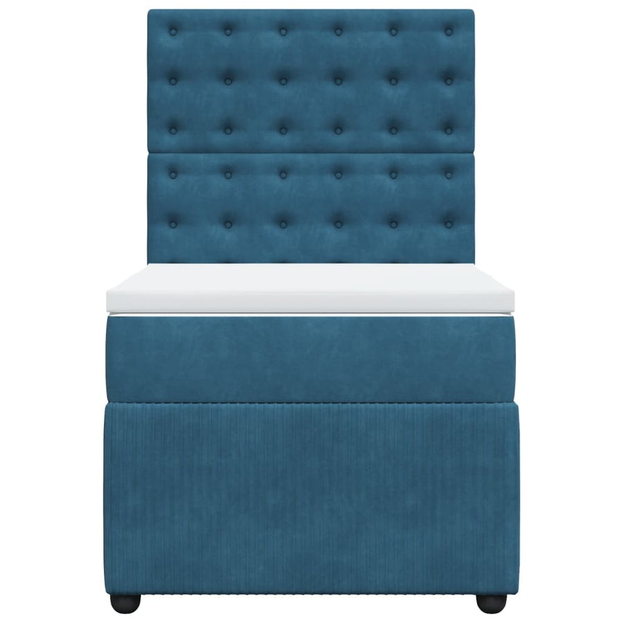 Boxspring met matras fluweel blauw 90x190 cm