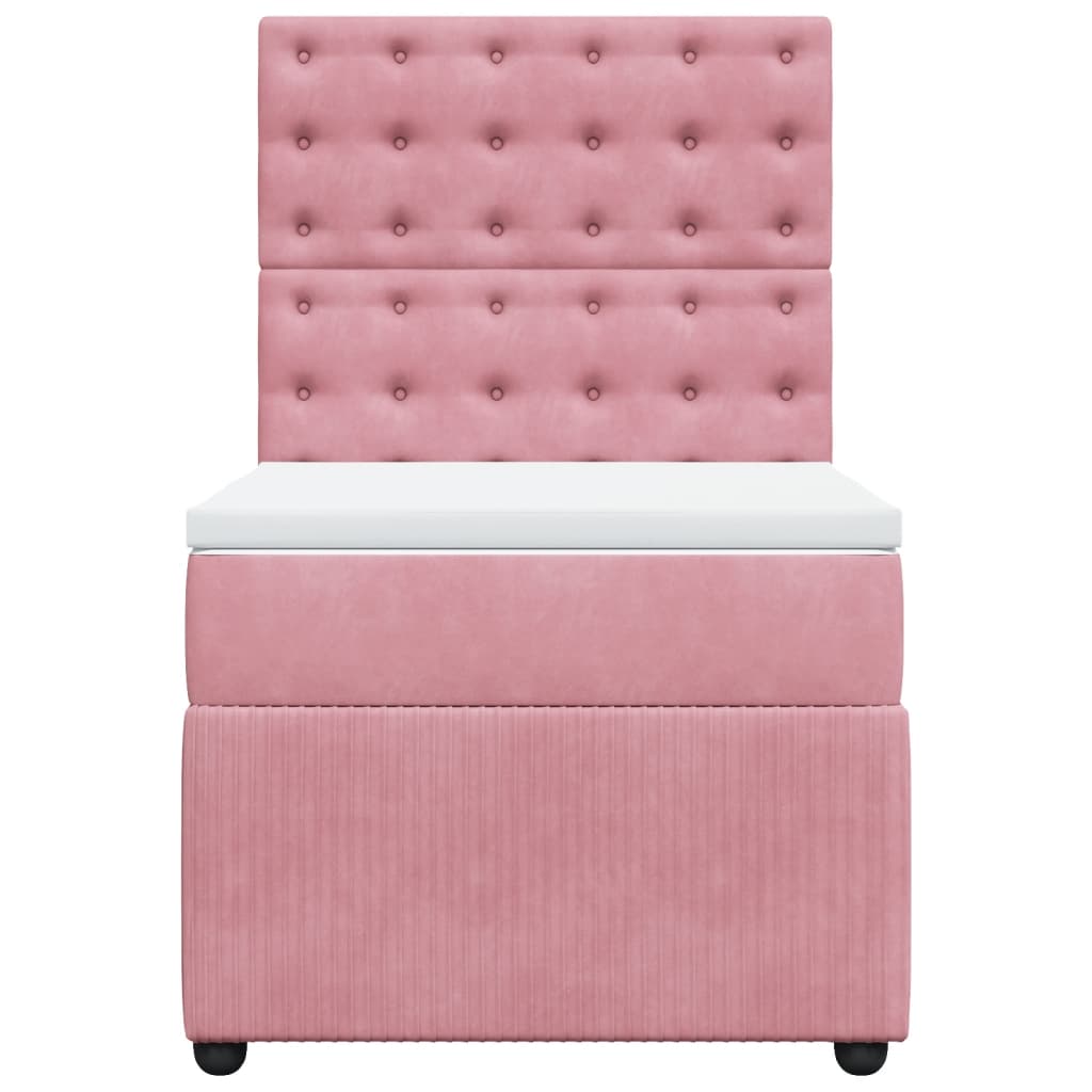 Boxspring met matras fluweel roze 90x190 cm