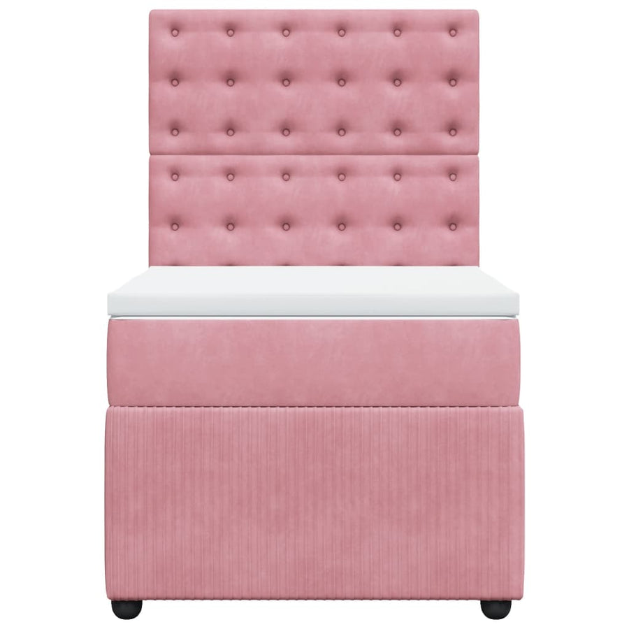 Boxspring met matras fluweel roze 90x190 cm