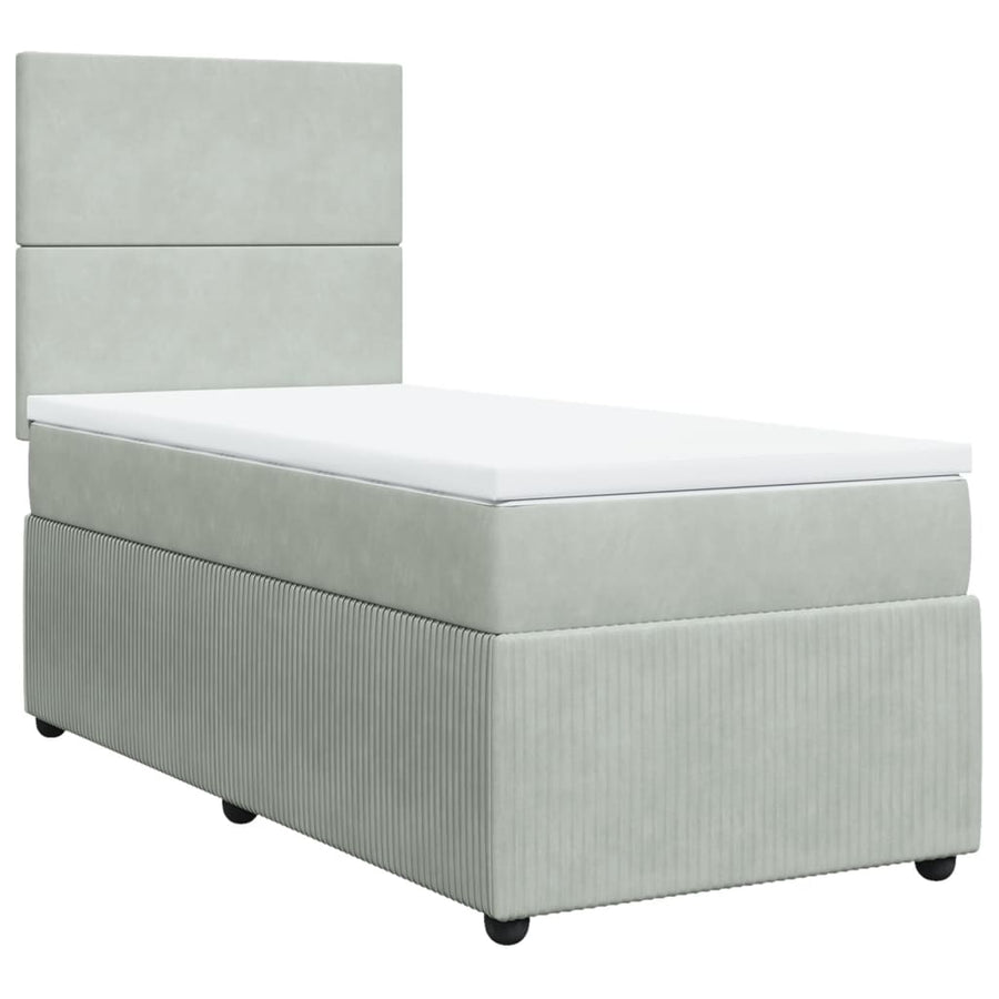 Boxspring met matras fluweel lichtgrijs 90x200 cm