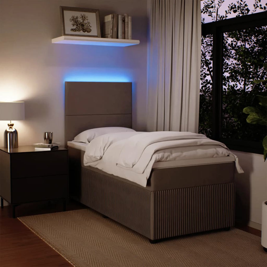 Boxspring met matras fluweel lichtgrijs 90x200 cm