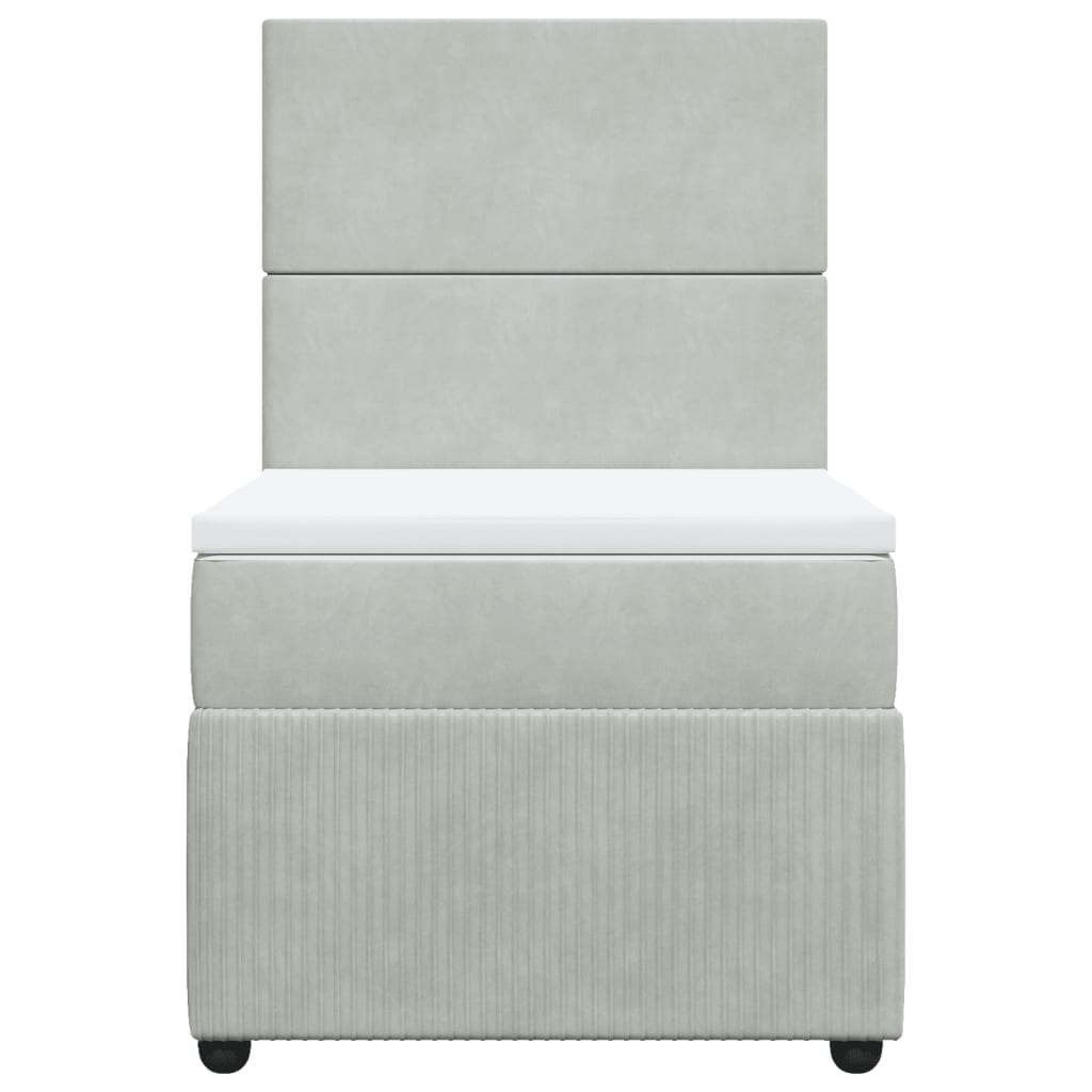Boxspring met matras fluweel lichtgrijs 90x200 cm