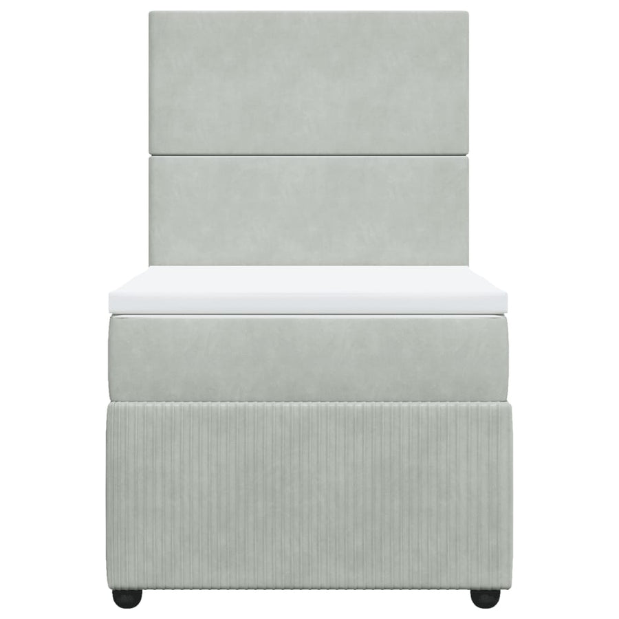 Boxspring met matras fluweel lichtgrijs 90x200 cm