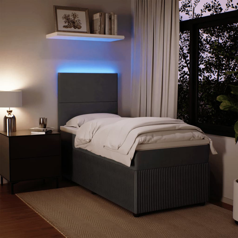 Boxspring met matras fluweel donkergrijs 90x200 cm