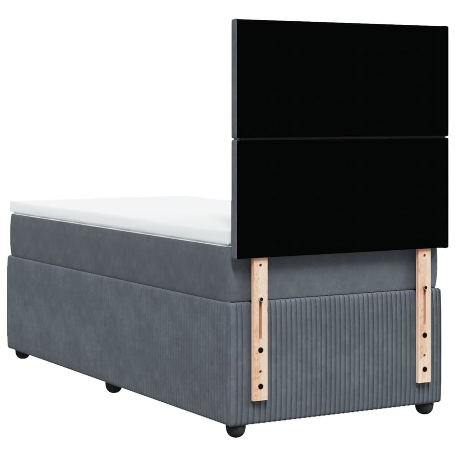 Boxspring met matras fluweel donkergrijs 90x200 cm