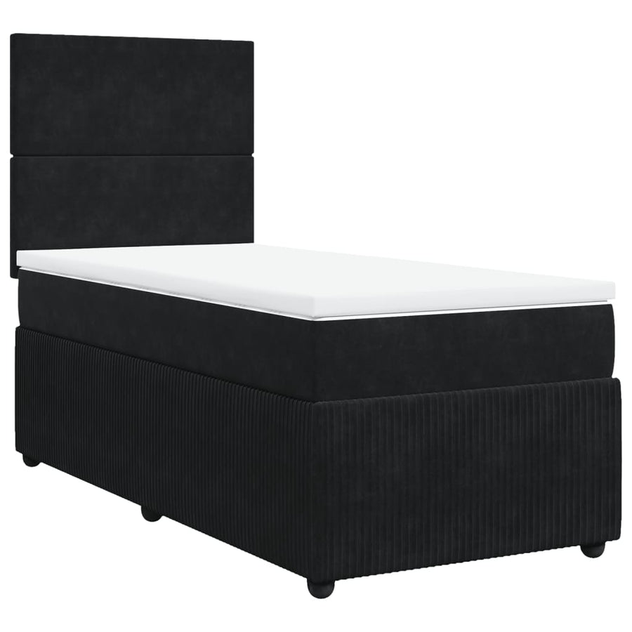 Boxspring met matras fluweel zwart 90x200 cm