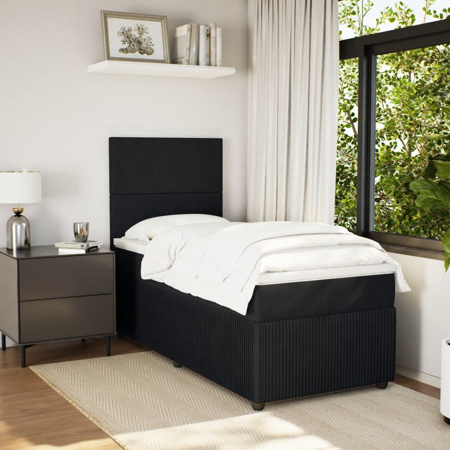 Boxspring met matras fluweel zwart 90x200 cm