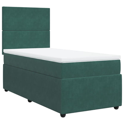 Boxspring met matras fluweel donkergroen 90x200 cm