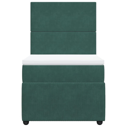 Boxspring met matras fluweel donkergroen 90x200 cm