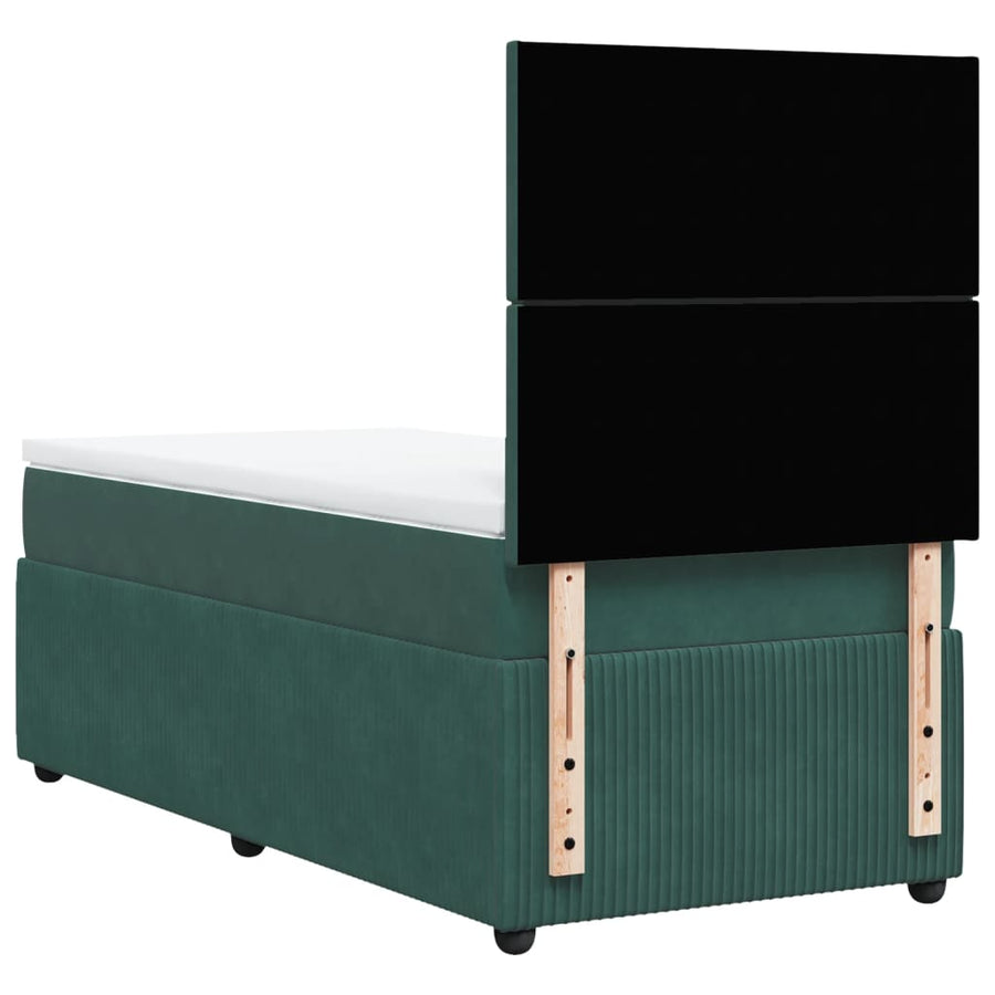 Boxspring met matras fluweel donkergroen 90x200 cm