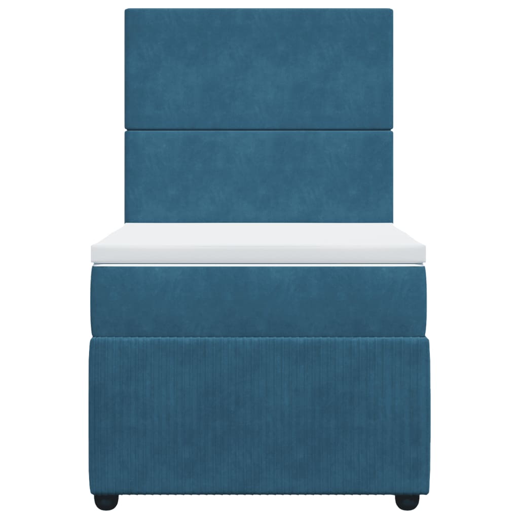 Boxspring met matras fluweel blauw 90x200 cm