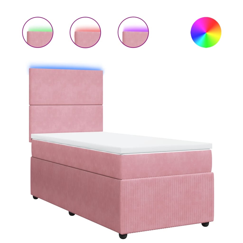 Boxspring met matras fluweel roze 90x200 cm