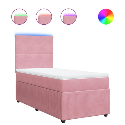 Boxspring met matras fluweel roze 90x200 cm