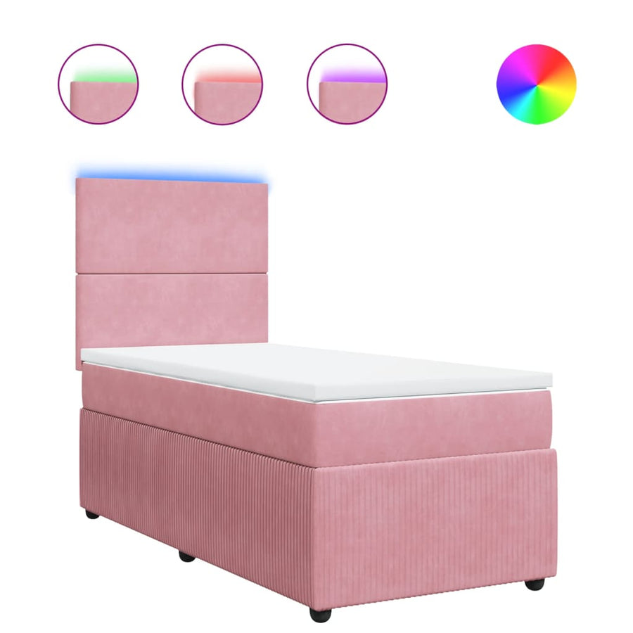 Boxspring met matras fluweel roze 90x200 cm