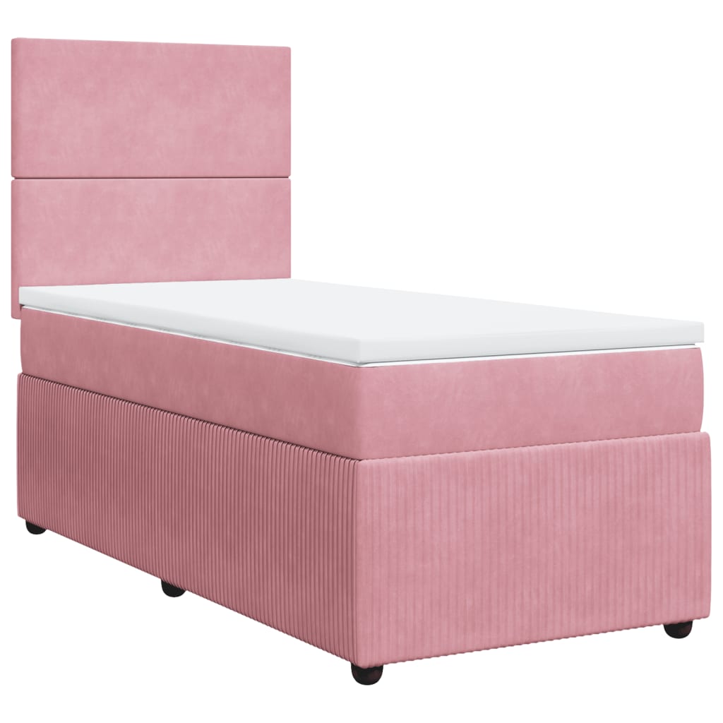 Boxspring met matras fluweel roze 90x200 cm