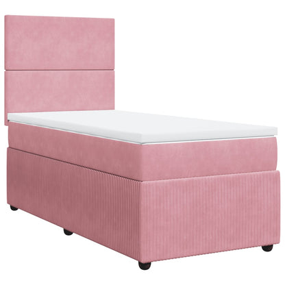 Boxspring met matras fluweel roze 90x200 cm