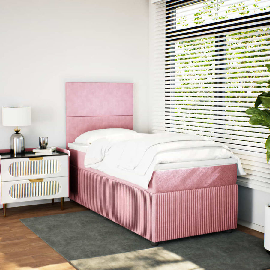 Boxspring met matras fluweel roze 90x200 cm