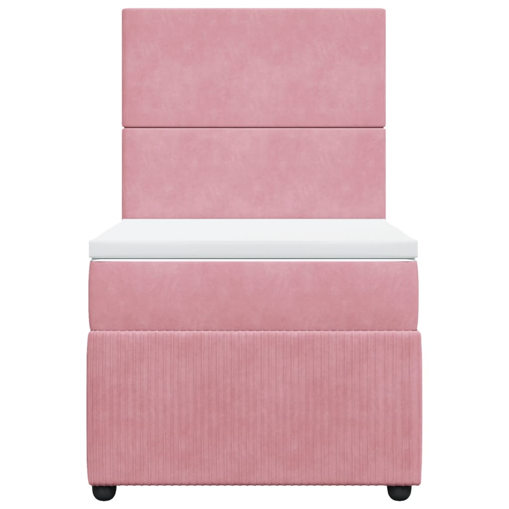 Boxspring met matras fluweel roze 90x200 cm