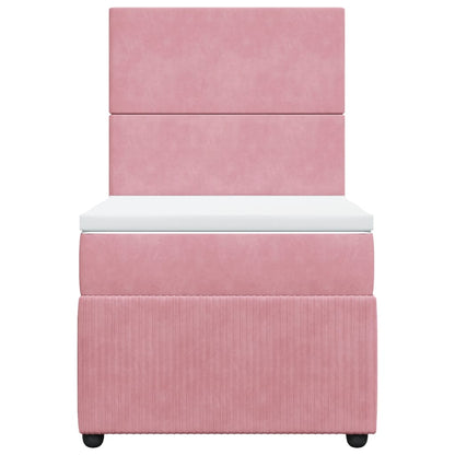 Boxspring met matras fluweel roze 90x200 cm