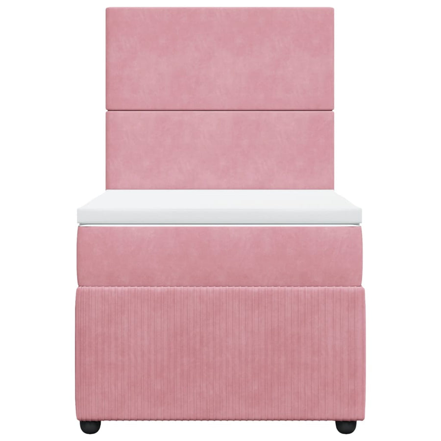 Boxspring met matras fluweel roze 90x200 cm