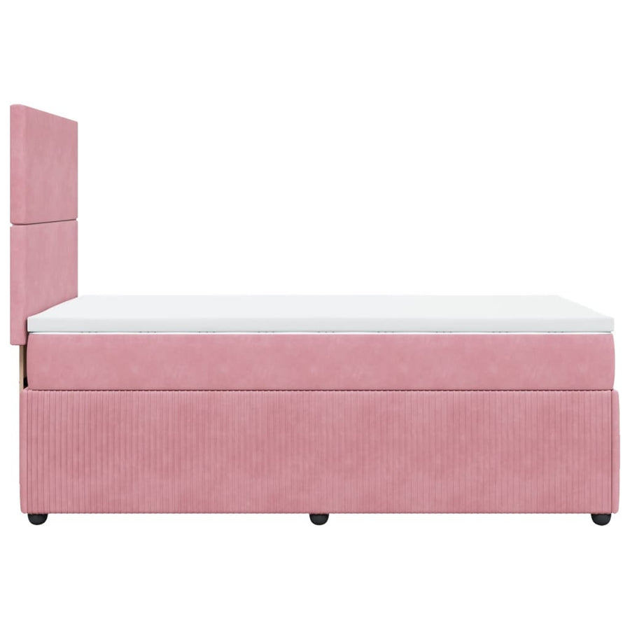 Boxspring met matras fluweel roze 90x200 cm