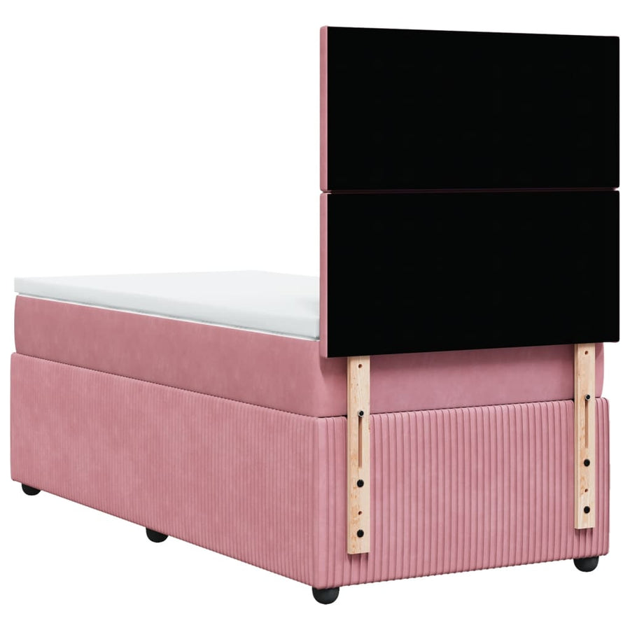 Boxspring met matras fluweel roze 90x200 cm