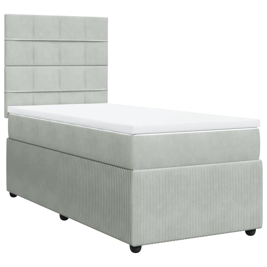 Boxspring met matras fluweel lichtgrijs 90x200 cm