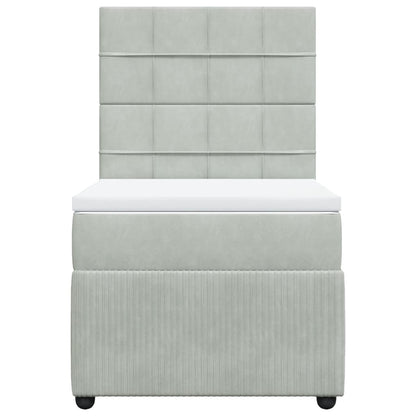 Boxspring met matras fluweel lichtgrijs 90x200 cm