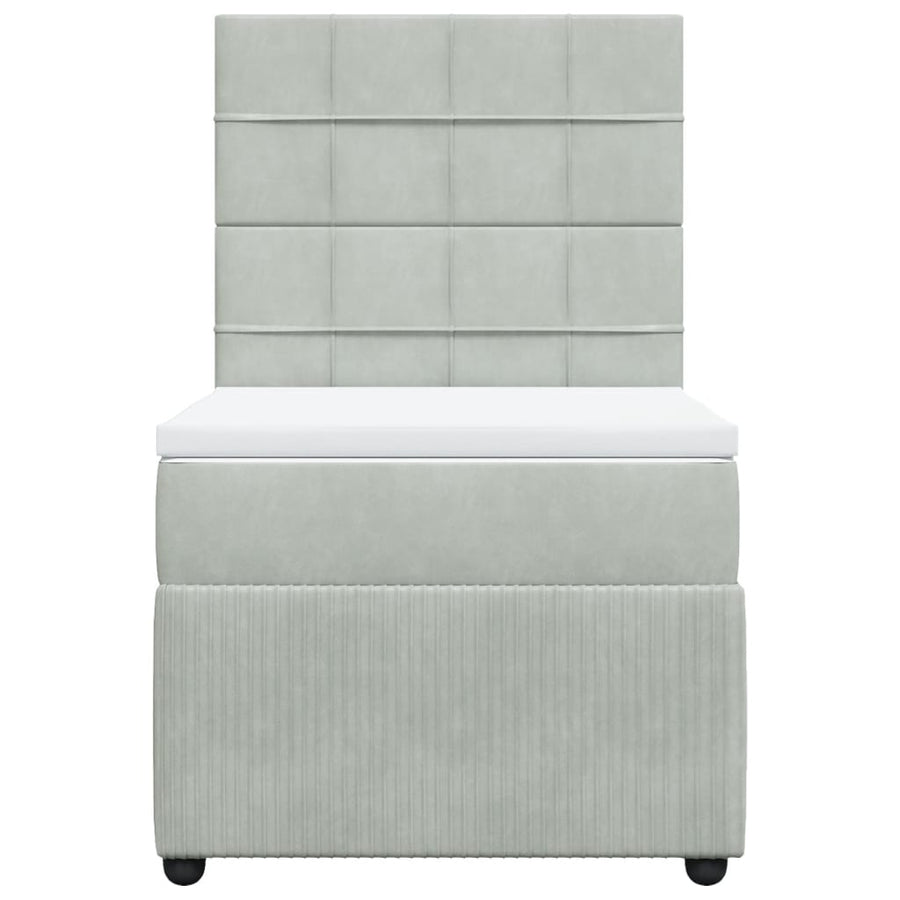 Boxspring met matras fluweel lichtgrijs 90x200 cm