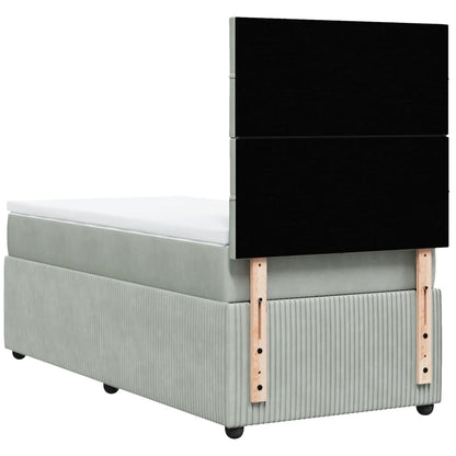 Boxspring met matras fluweel lichtgrijs 90x200 cm